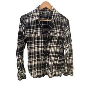 Filson Black White Check Cotton Flannel Shirt XS Rugged Workwear Heritage Rustic